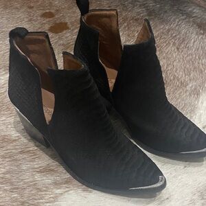 Jeffrey Campbell Cromwell Black Ankle Boots with Silver accents